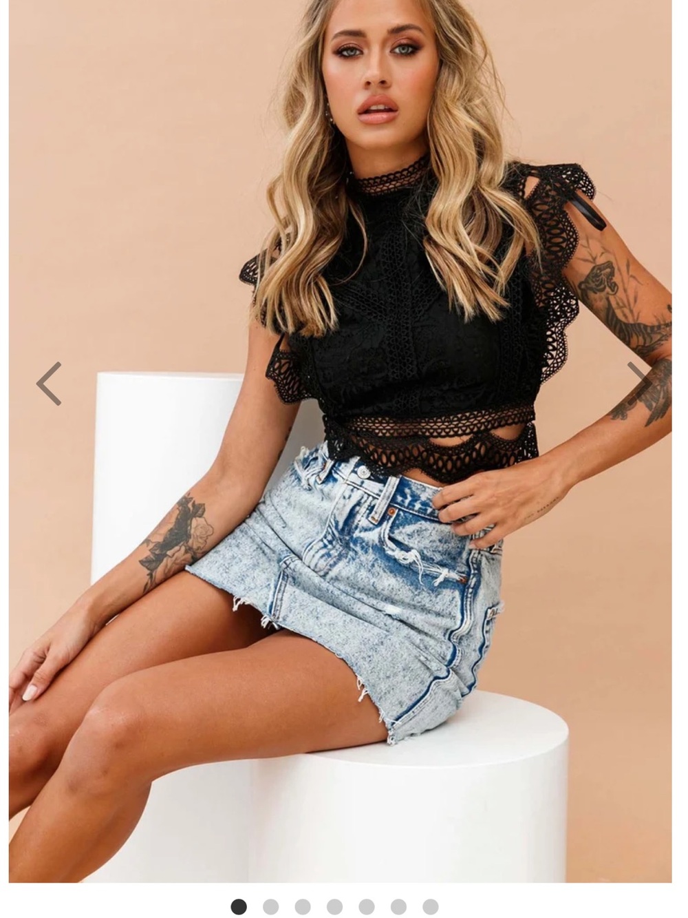 SAGE & PAIGE XS AUS 6 Black Crochet Lace Crop Top